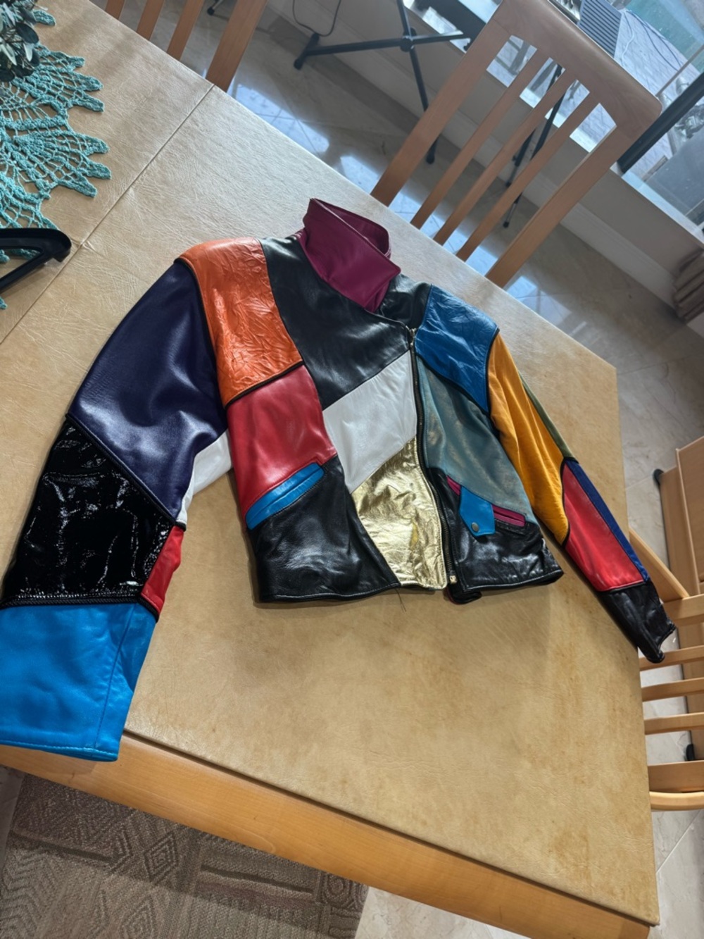 MADE in USA,FIRENZE SANTA BARBARA’s LINED,RICH Patchwork LAMBSKIN LEATHER JKT, S - Picture 7 of 7